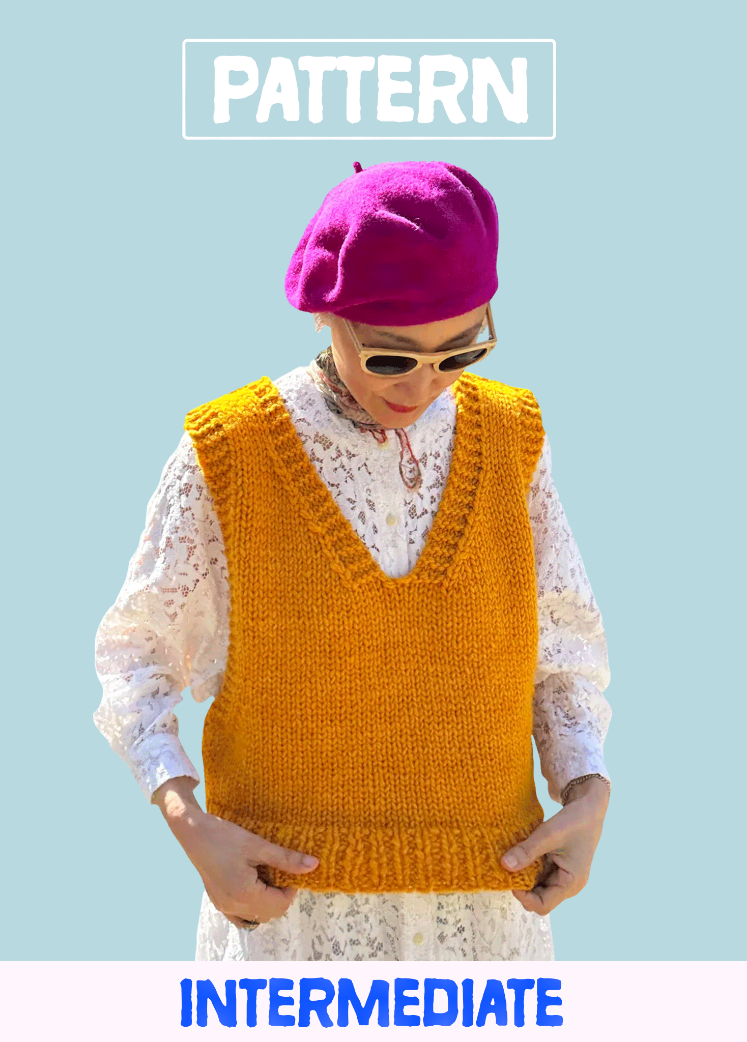 Easy & Cute V-Neck Sweater Vest Knitting Pattern | Digital 