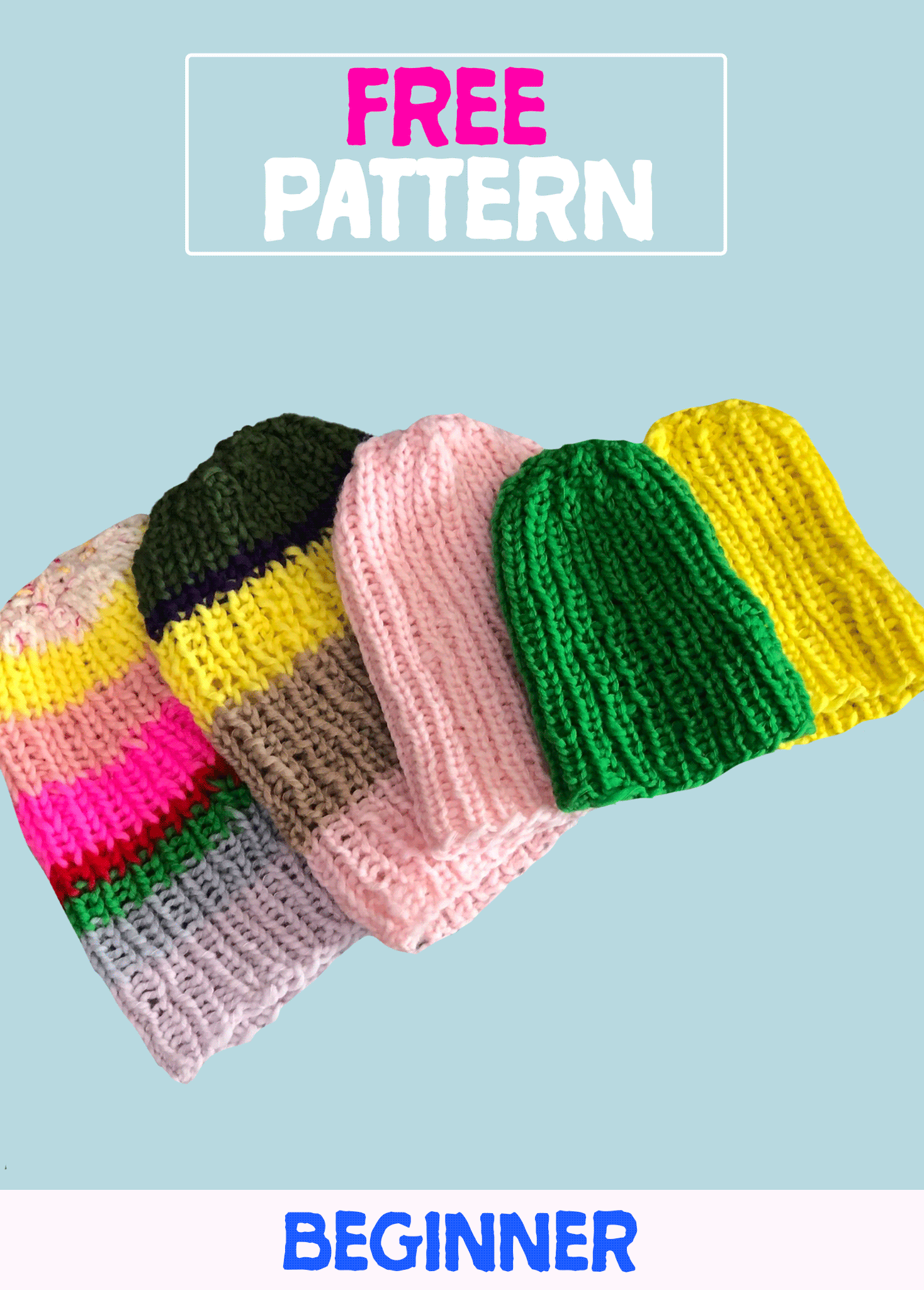 Free People x Loopy Mango Aviatrix Hand Knit Trapper Beanie Ivory / Green Slouchy Beanie-Solid and Stripe PATTERN - Fluffy Alpaca  main image 2