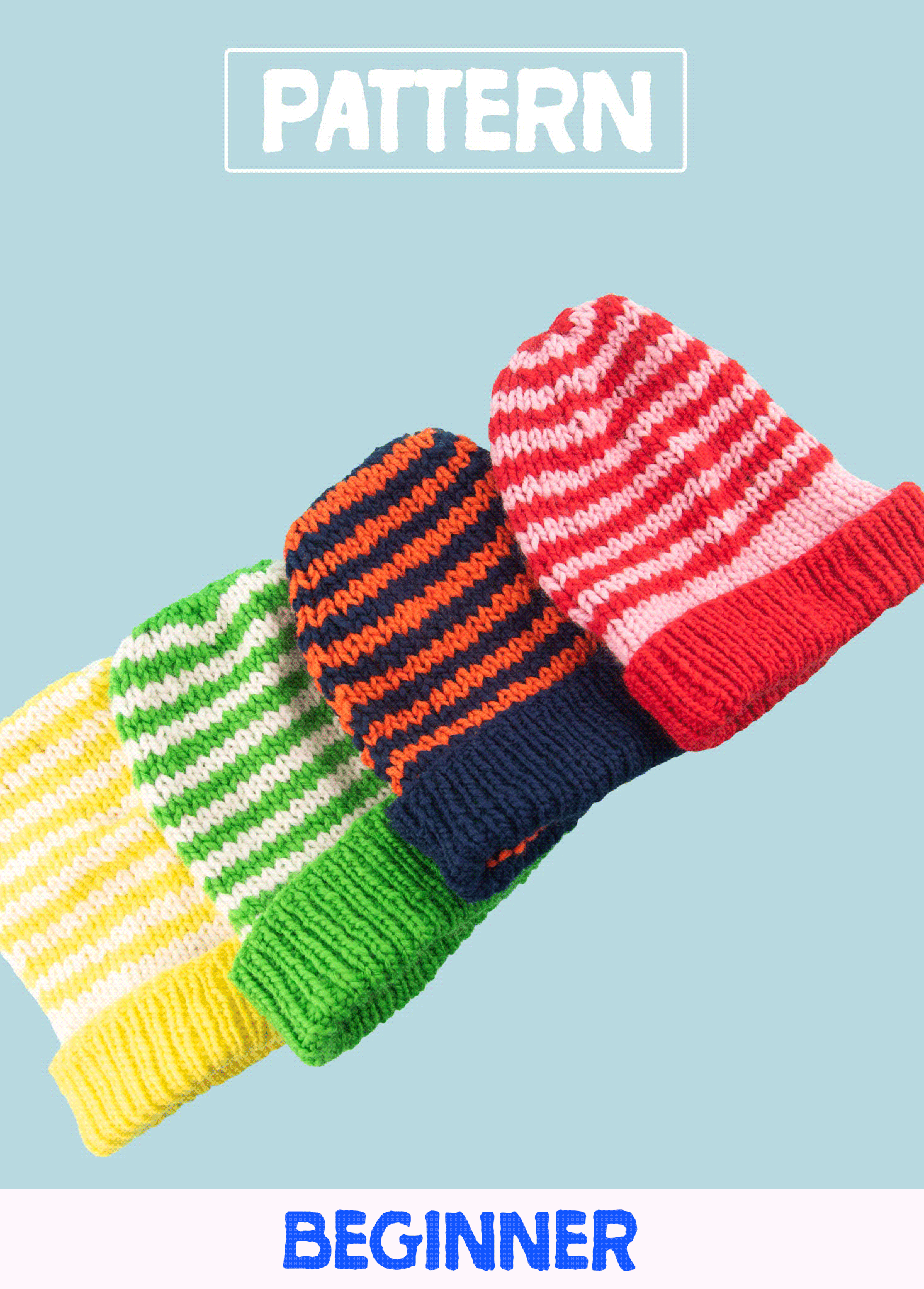 Hand knit stripey geometric beanie SFMOMA Striped Beanie: Black + Grey - SFMOMA Museum Store main image 4