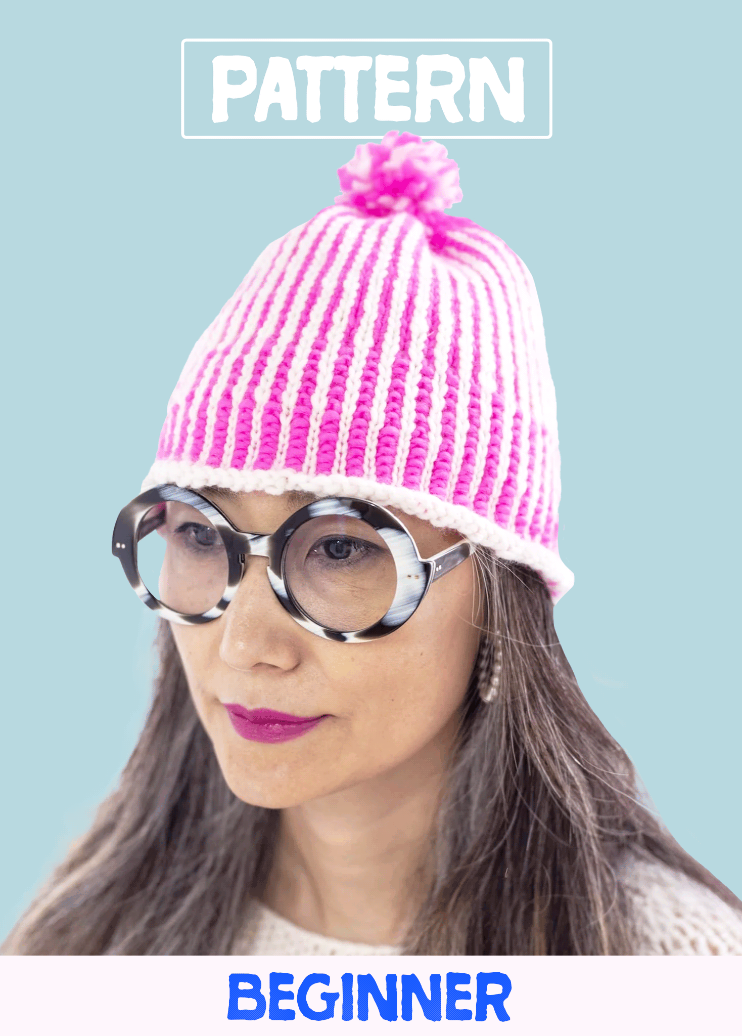 Vertical Stripe Pompom Hat PATTERN - Dream – Loopy Mango