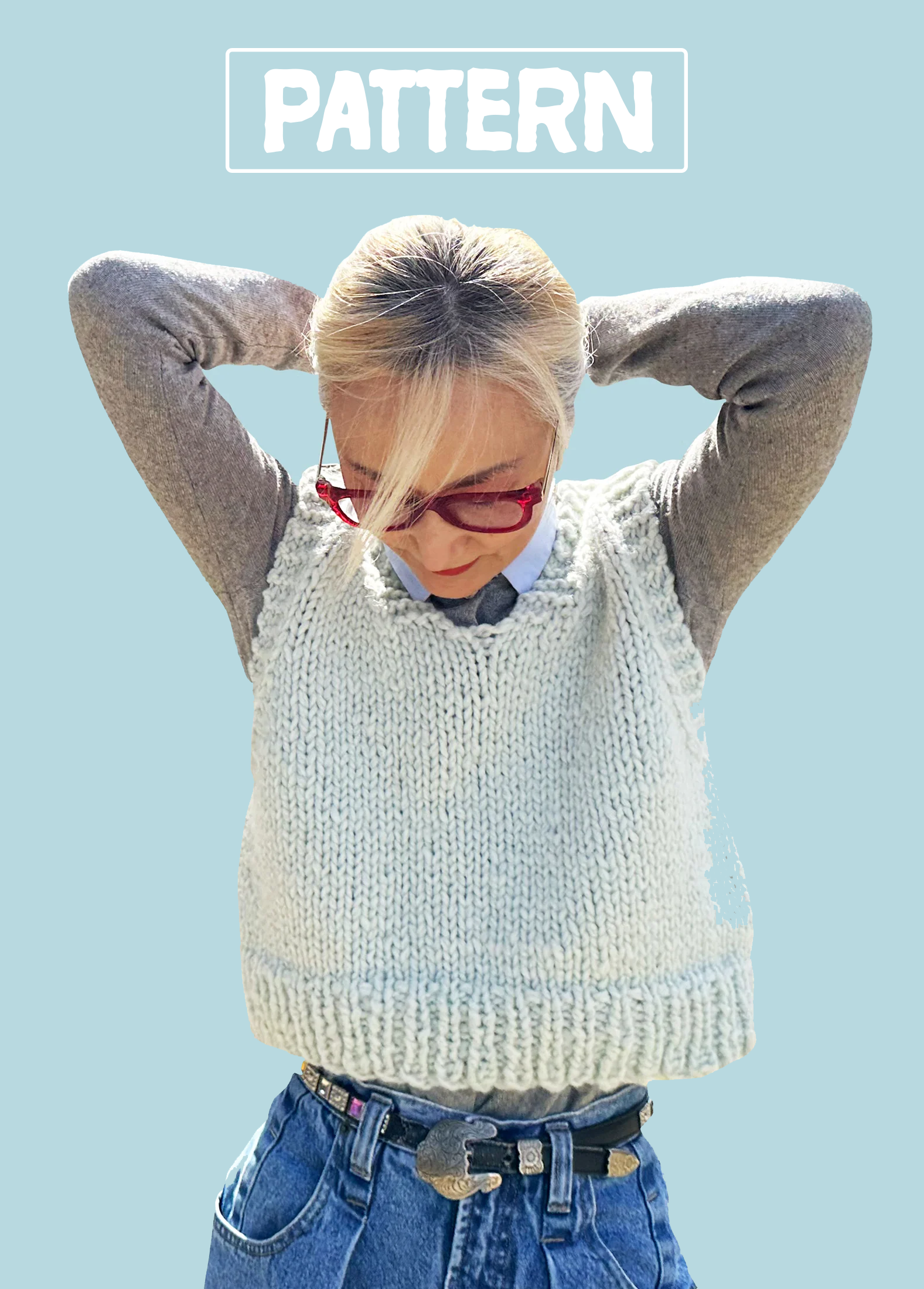 Easy Cute Cropped Sweater Vest Knitting Pattern Digital