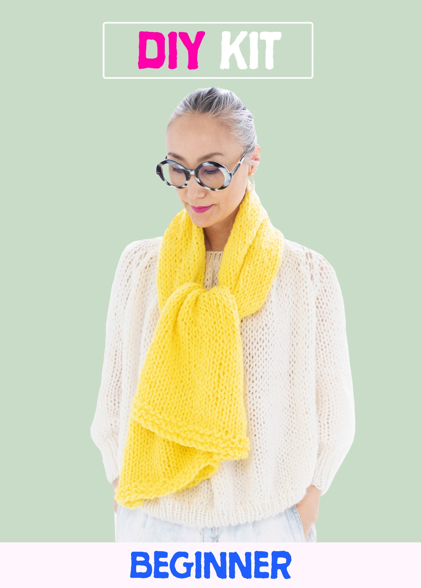 Easy Scarf DIY Knitting Kit: a quick beginner knit in soft merino