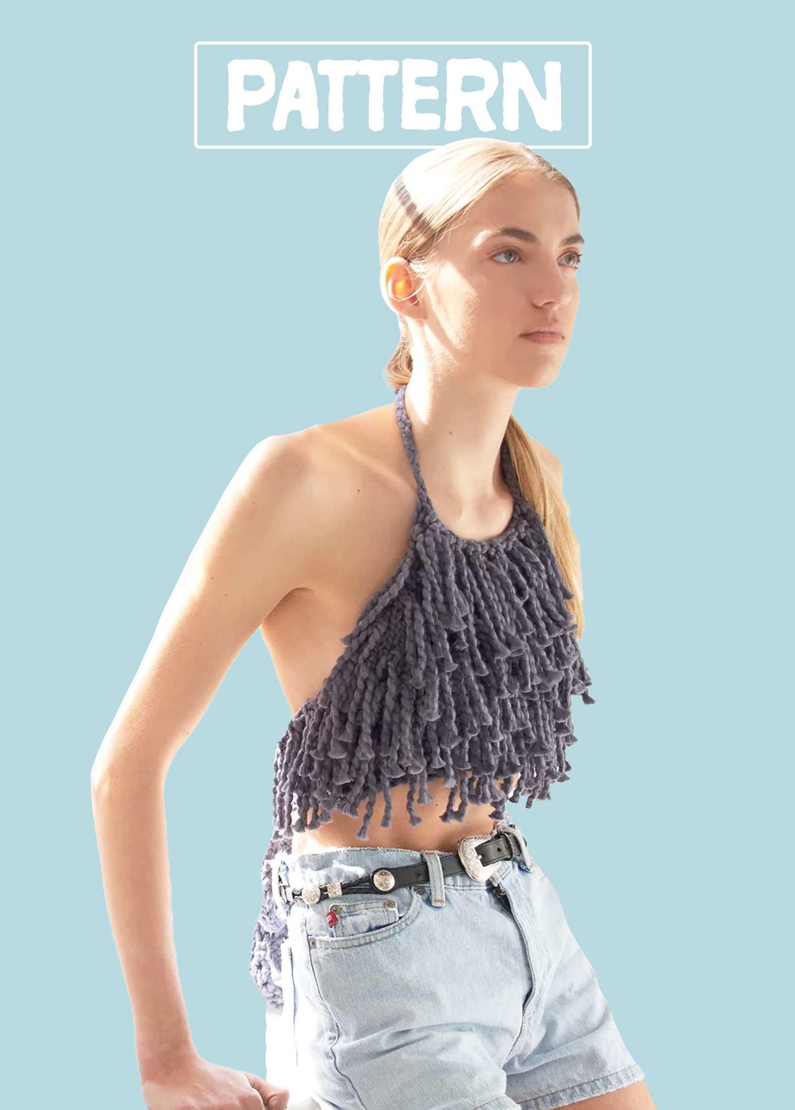 Crochet fringe top halter top