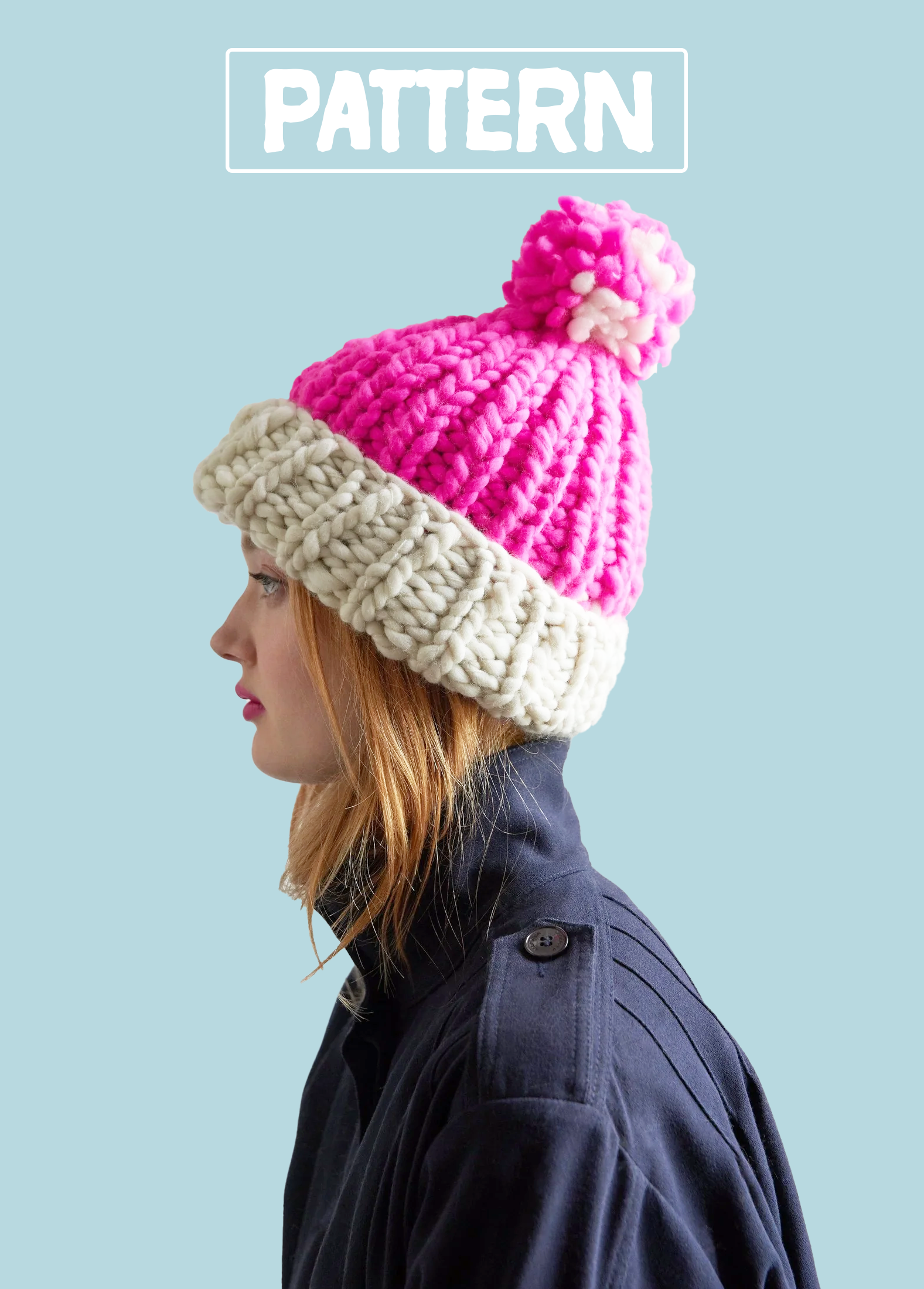 Two Tone Pompom Beanie PATTERN Merino – Loopy Mango