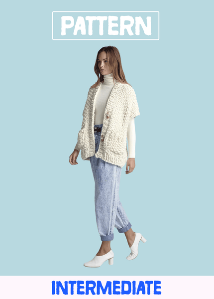 Chunky Vest/Sleeveless Cardi with Pockets Knitting Pattern | Loopy