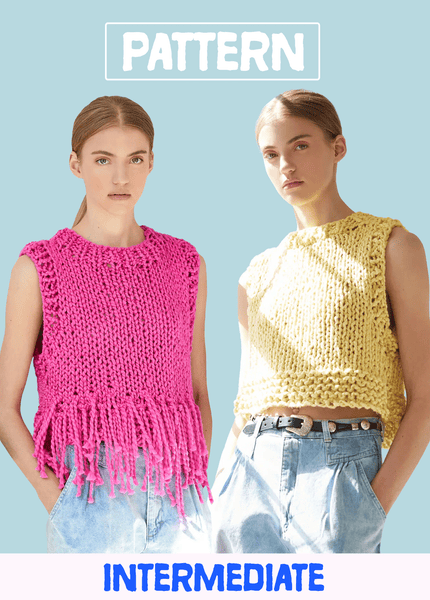 Cute Summer Fringe Tank Top knitting pattern | Digital Download