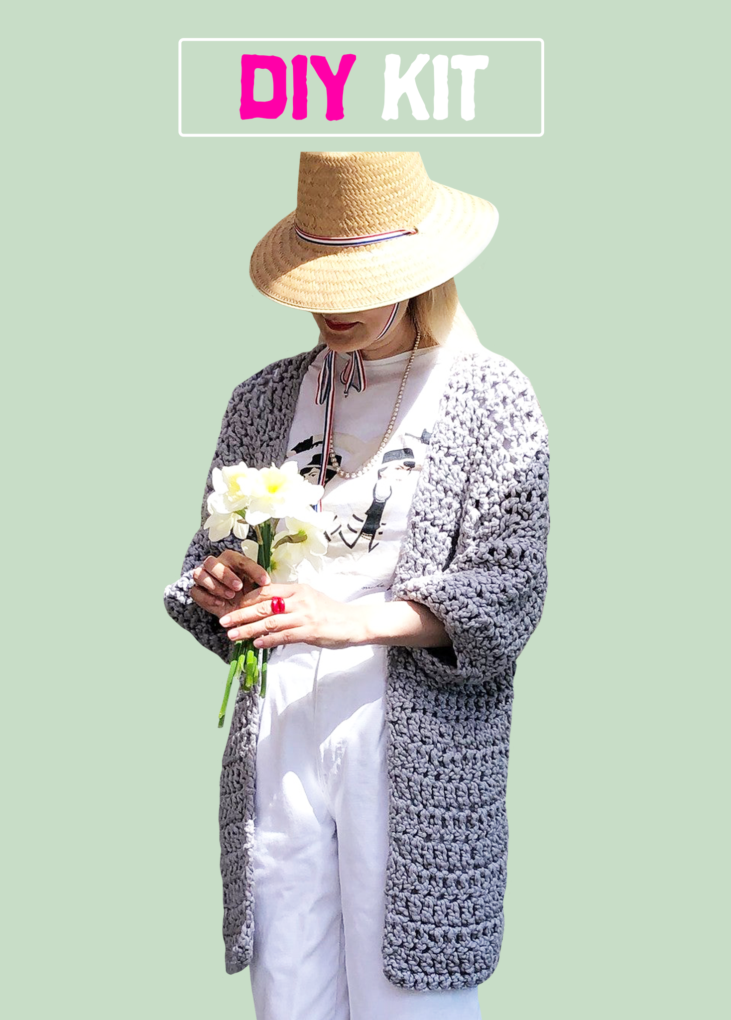 DIY Kit Crochet Cardigan Big Cotton Loopy Mango