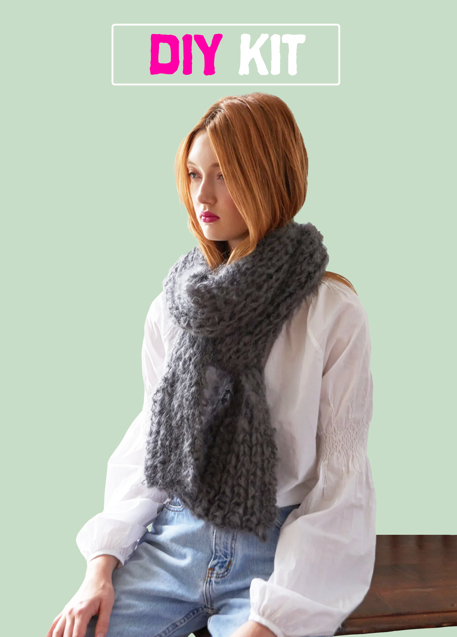 DIY Kit - Fisherman Rib Scarf - Mohair So Soft – Loopy Mango