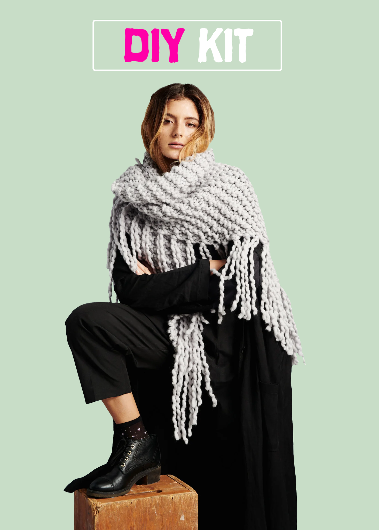 DIY Kit Her Fringe Shawl Merino – Loopy Mango - Main Image