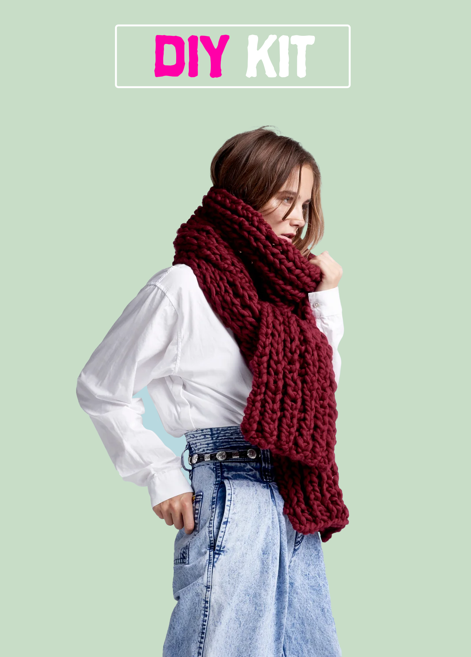 DIY Kit - Long Fisherman Rib Scarf - Merino No. 5