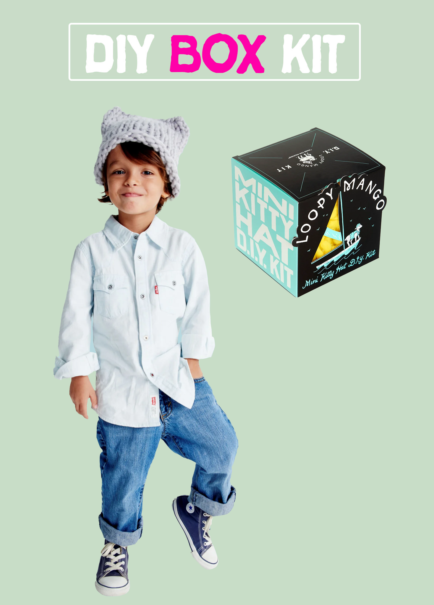 DIY Box Kit - Mini Kitty Hat 1-4 years old - Merino No. 5