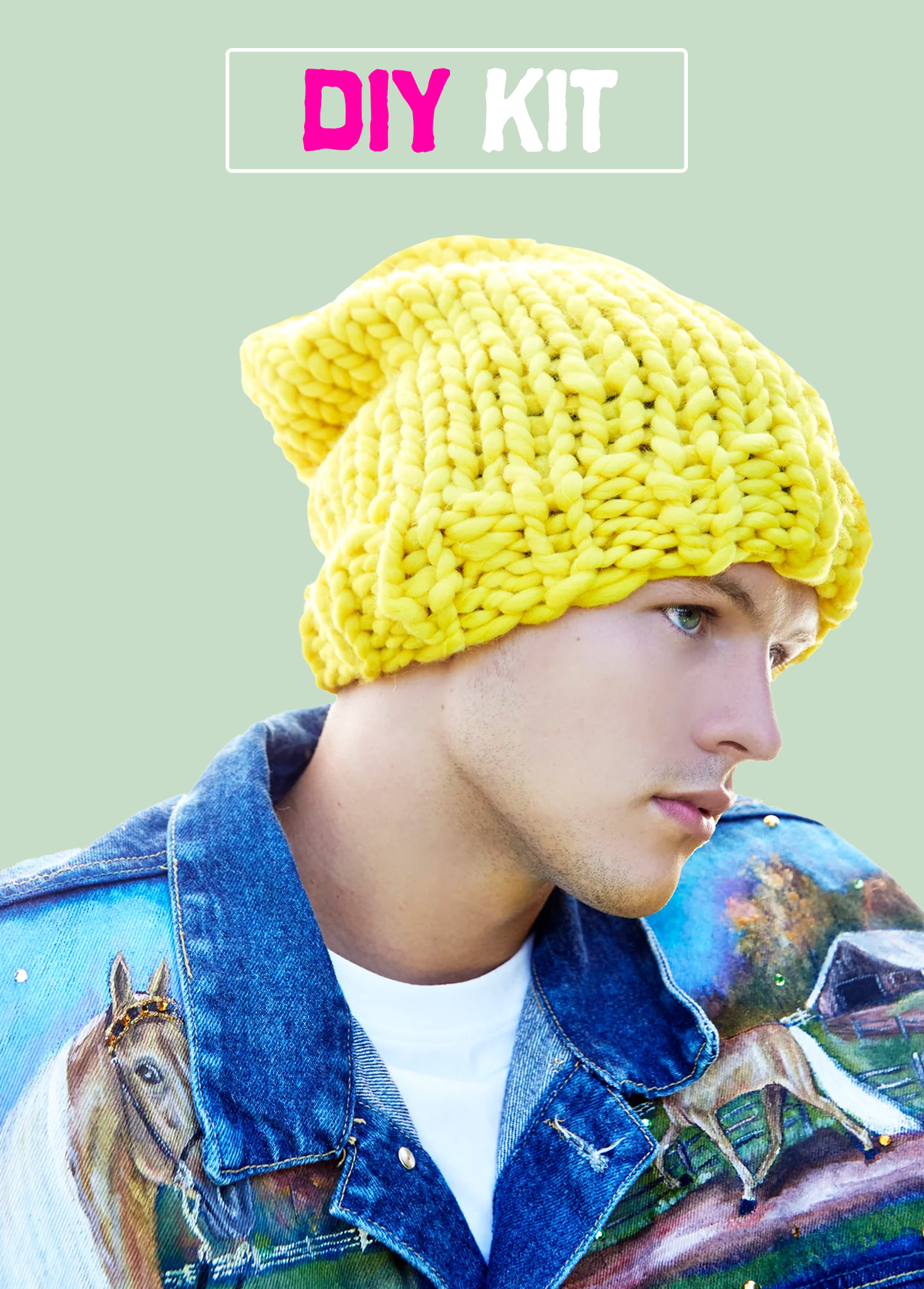 DIY Kit Slouchy Beanie Men s Merino No. 5 Loopy Mango