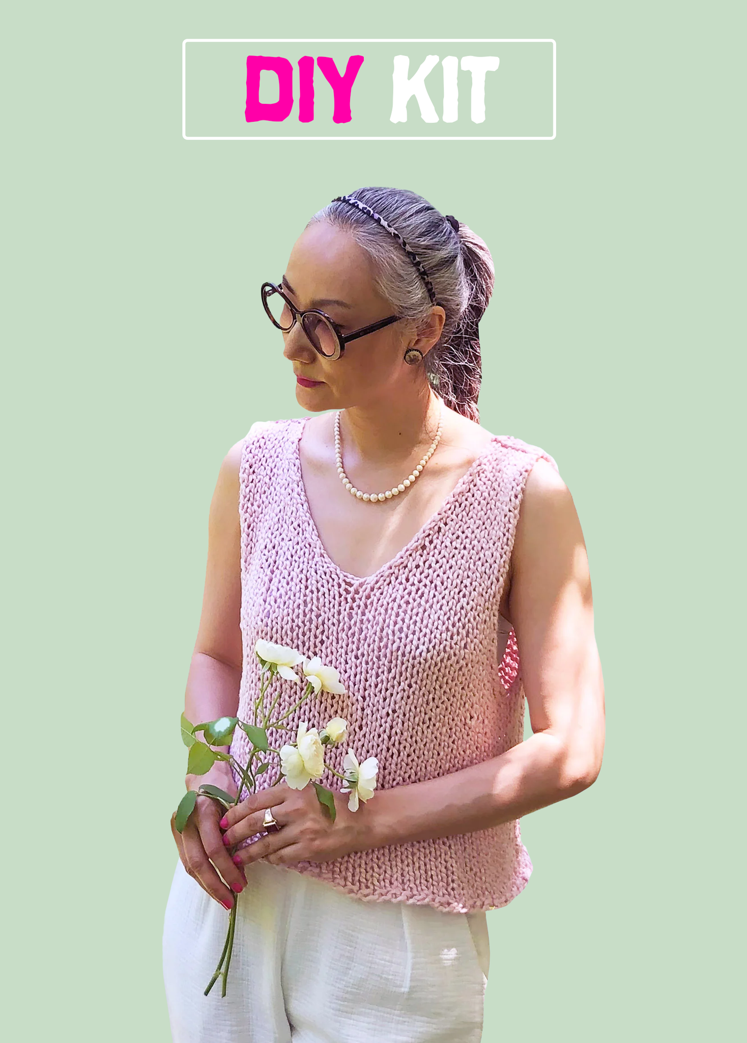 Knitted v neck tank best sale top