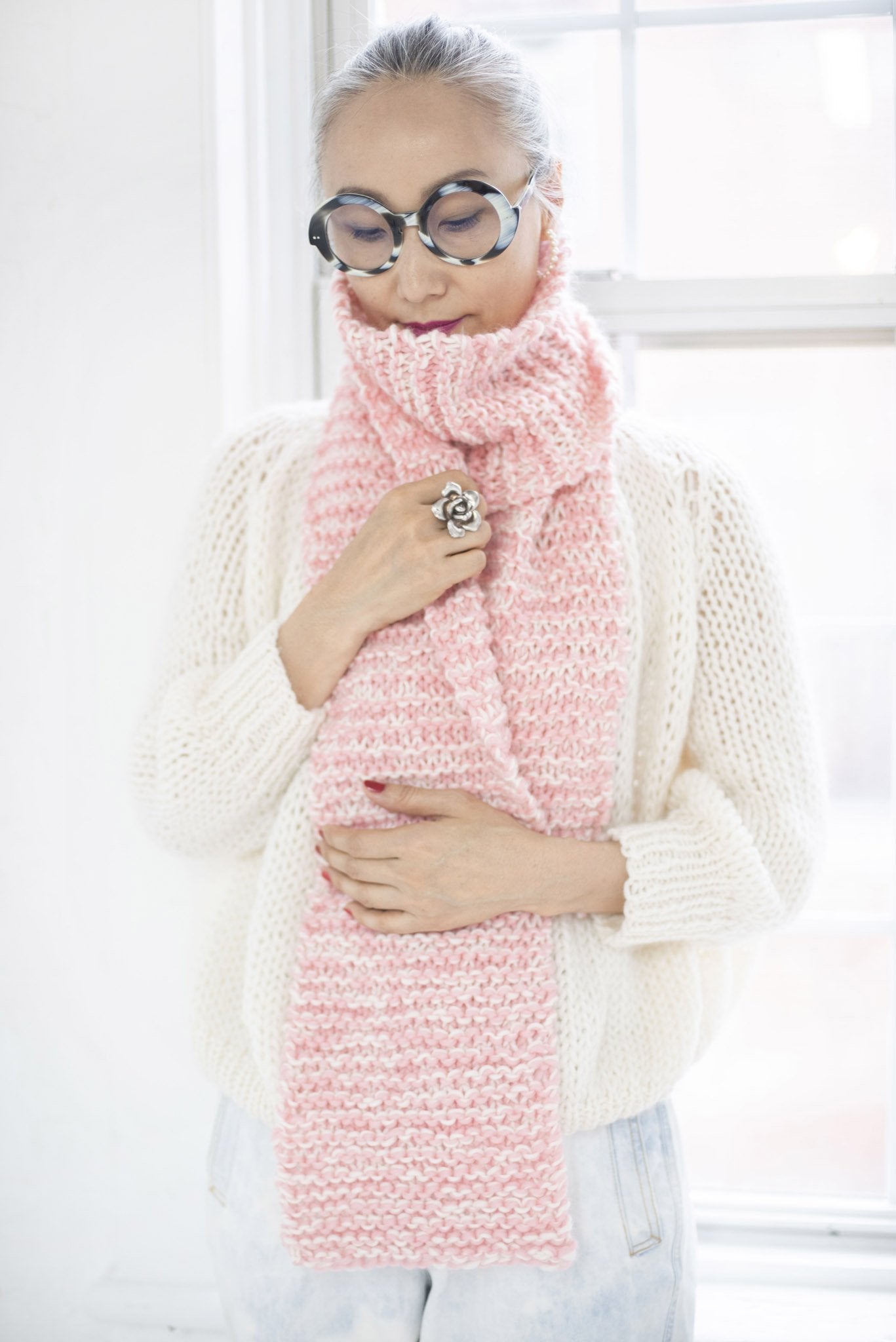 READY TO SHIP READYMADE CLEARANCE SALE!! - Mixed Garter Stitch Scarf - Merino