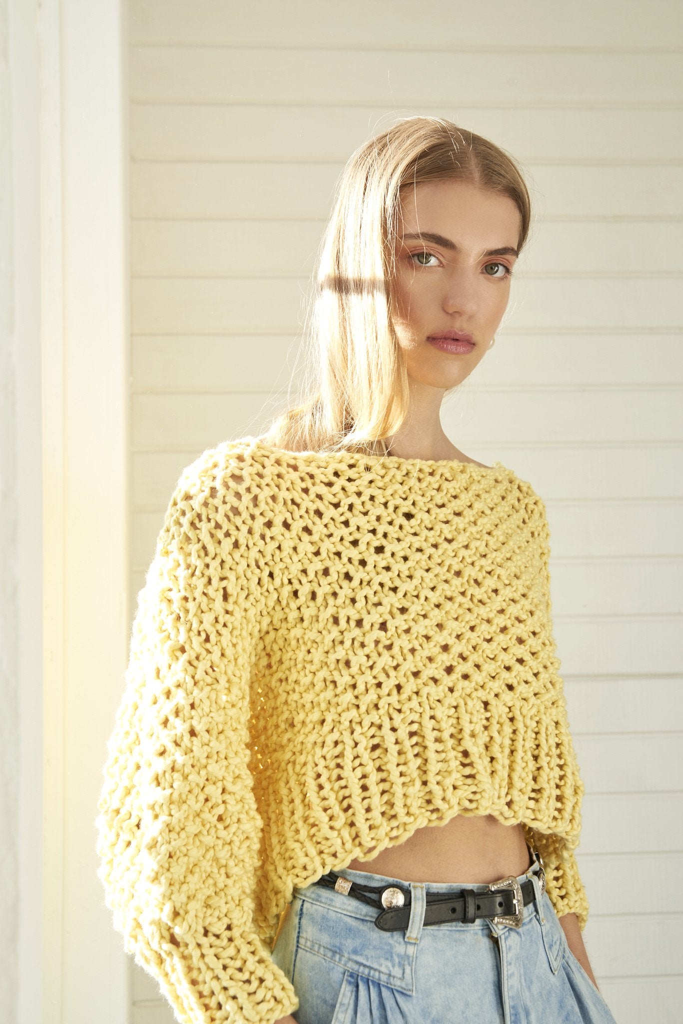 Super chunky cropped cotton sweater knitting pattern