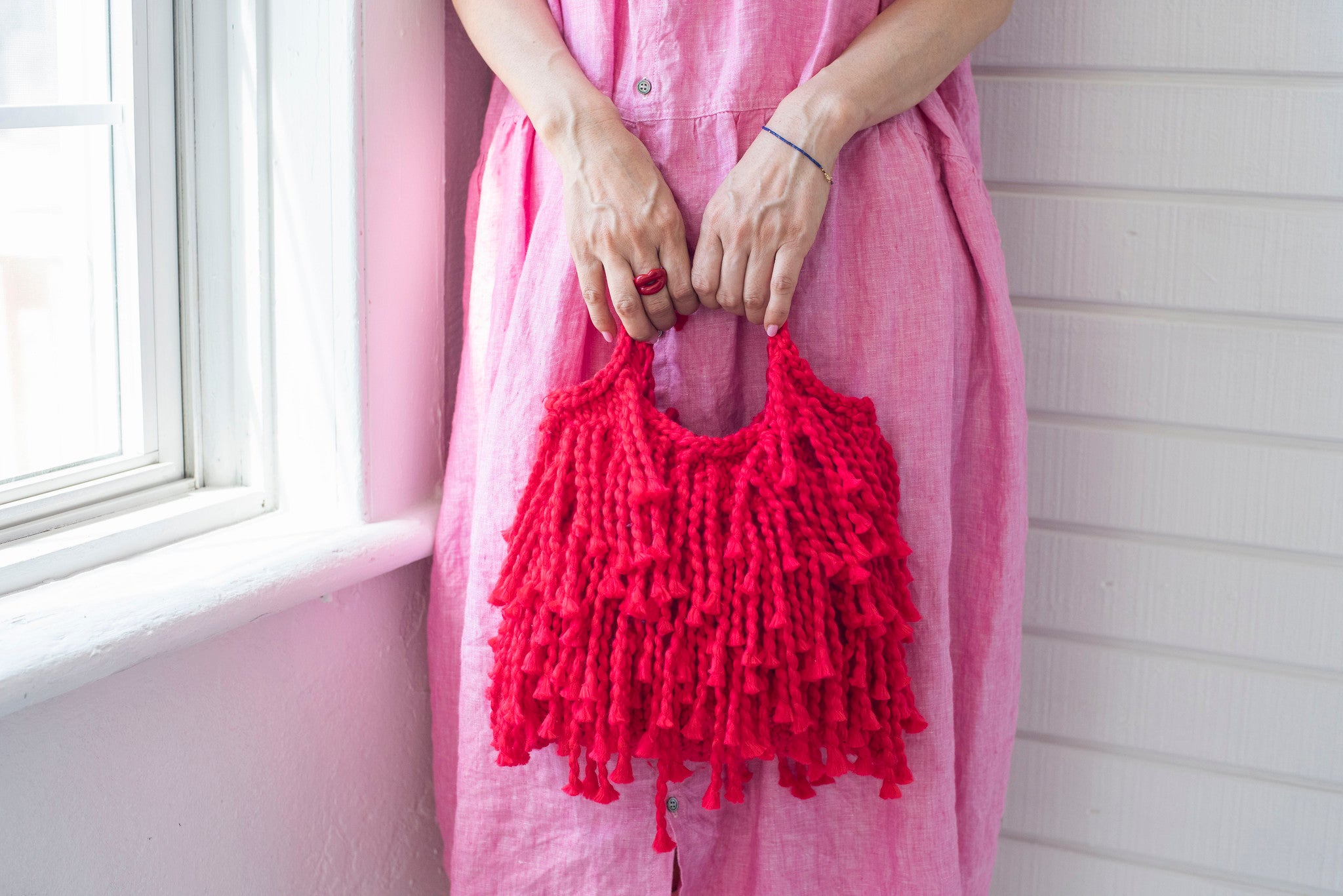 Milly Essex Small Fringe Bucket Bag | Leather fringe handbag, Bucket bag, Pink  bag
