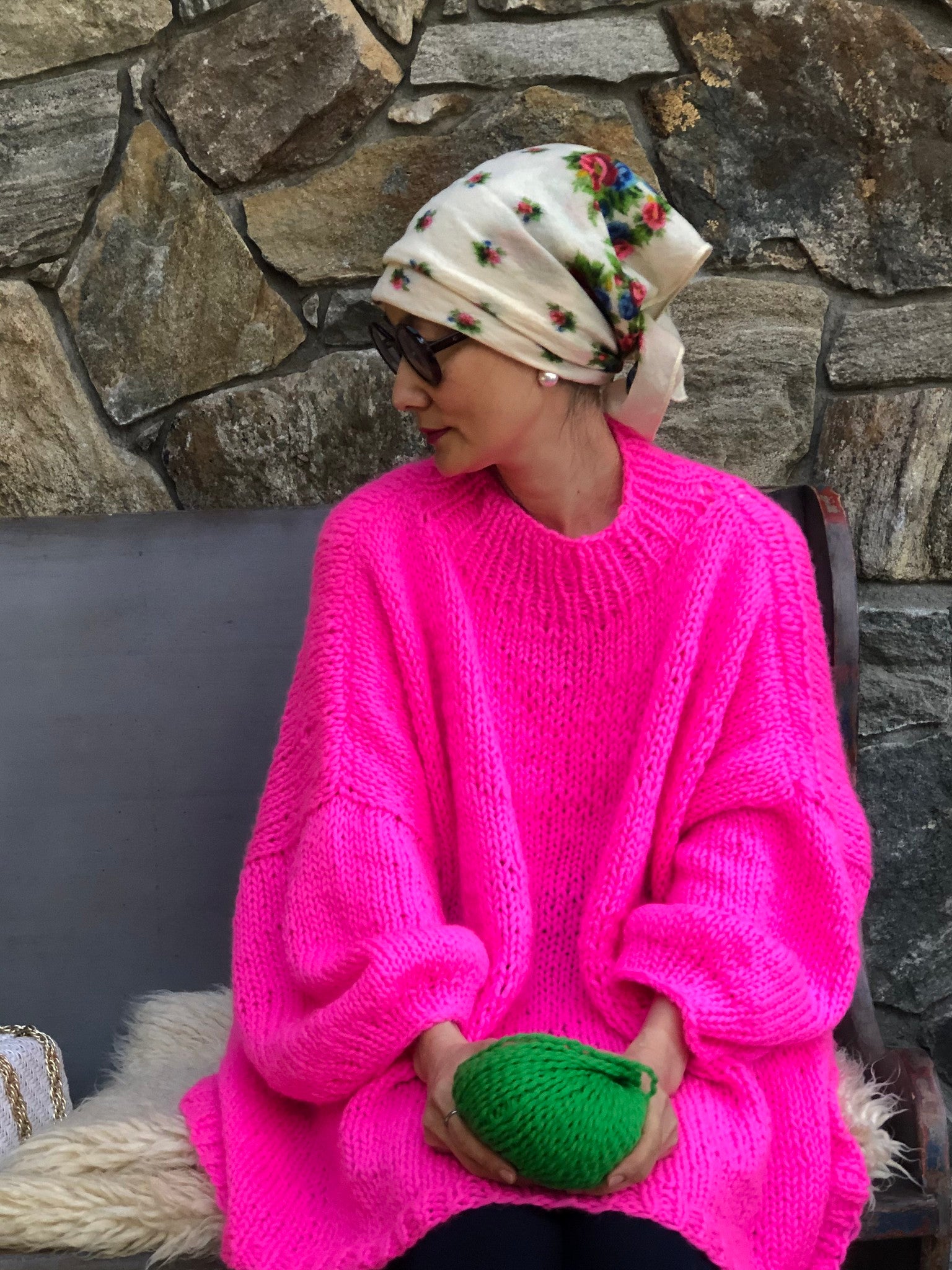 Wool Hot Pink Oversized Jumper Bright Fuchsia Pink Sweater