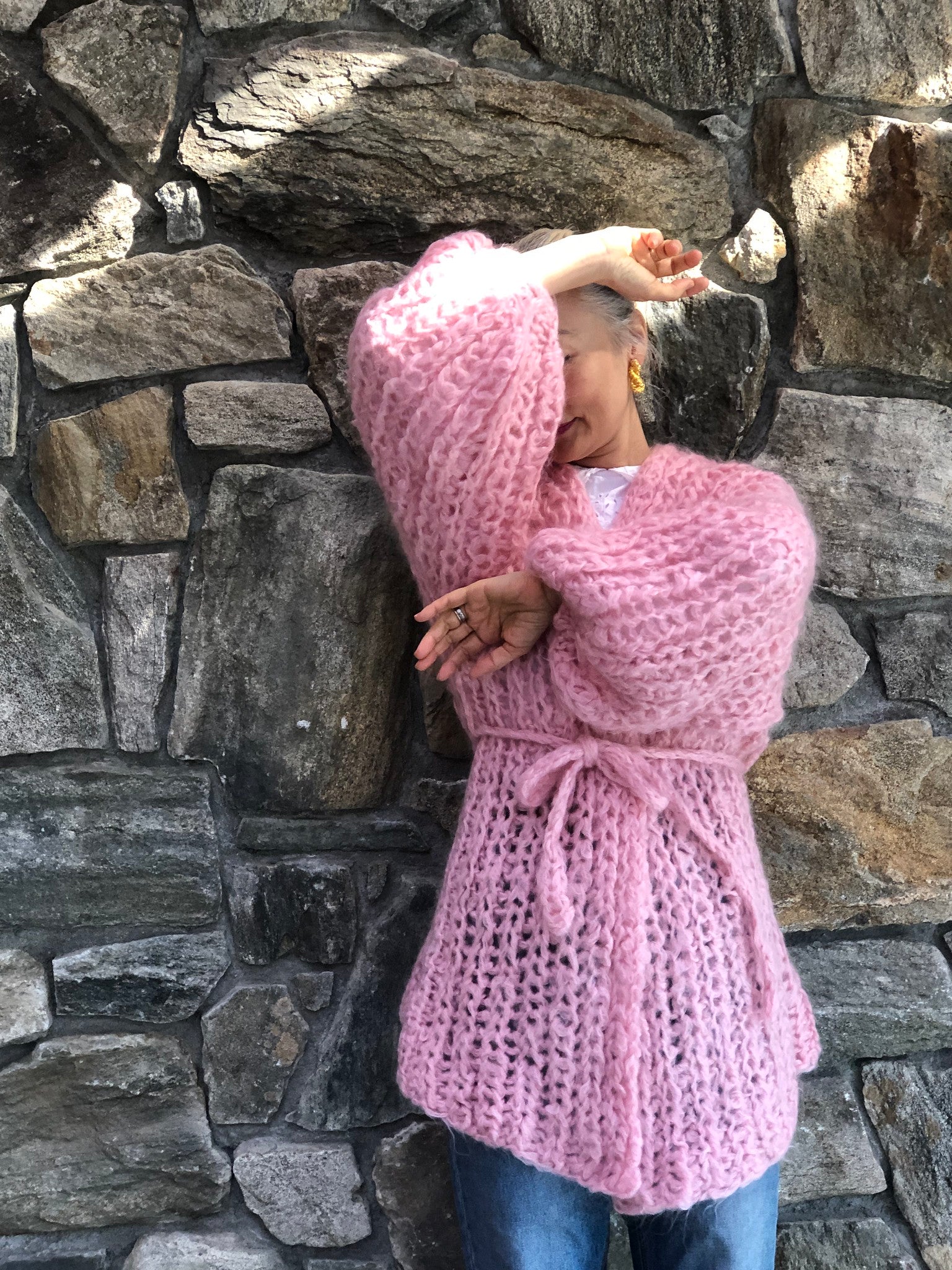 Fuzzy Mohair Rib Cardigan Knitting Project | Beginner-Friendly DIY