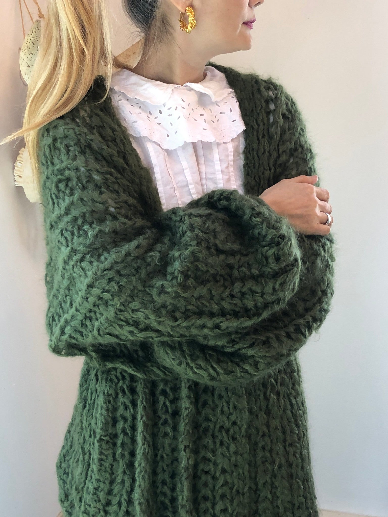 Fuzzy Mohair Rib Cardigan Knitting Project Beginner-Friendly DIY