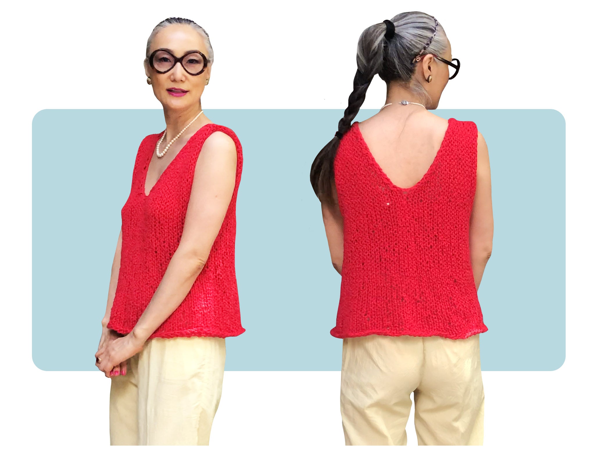 Video Class: How To Knit V-Neck Tank Top Step-by-Step