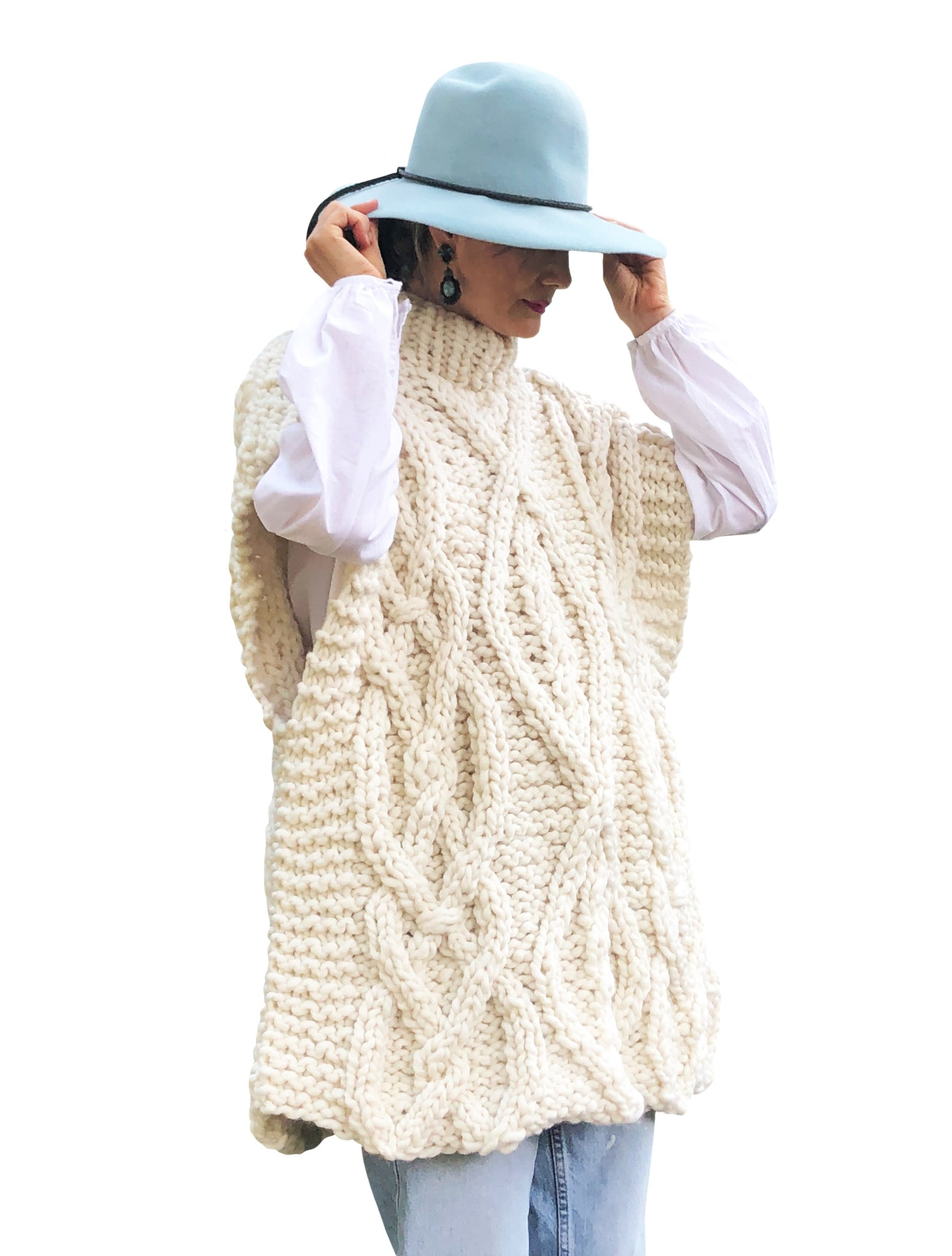 DISCONTINUED STYLE Cable Poncho - Merino READY TO SHIP SALE!