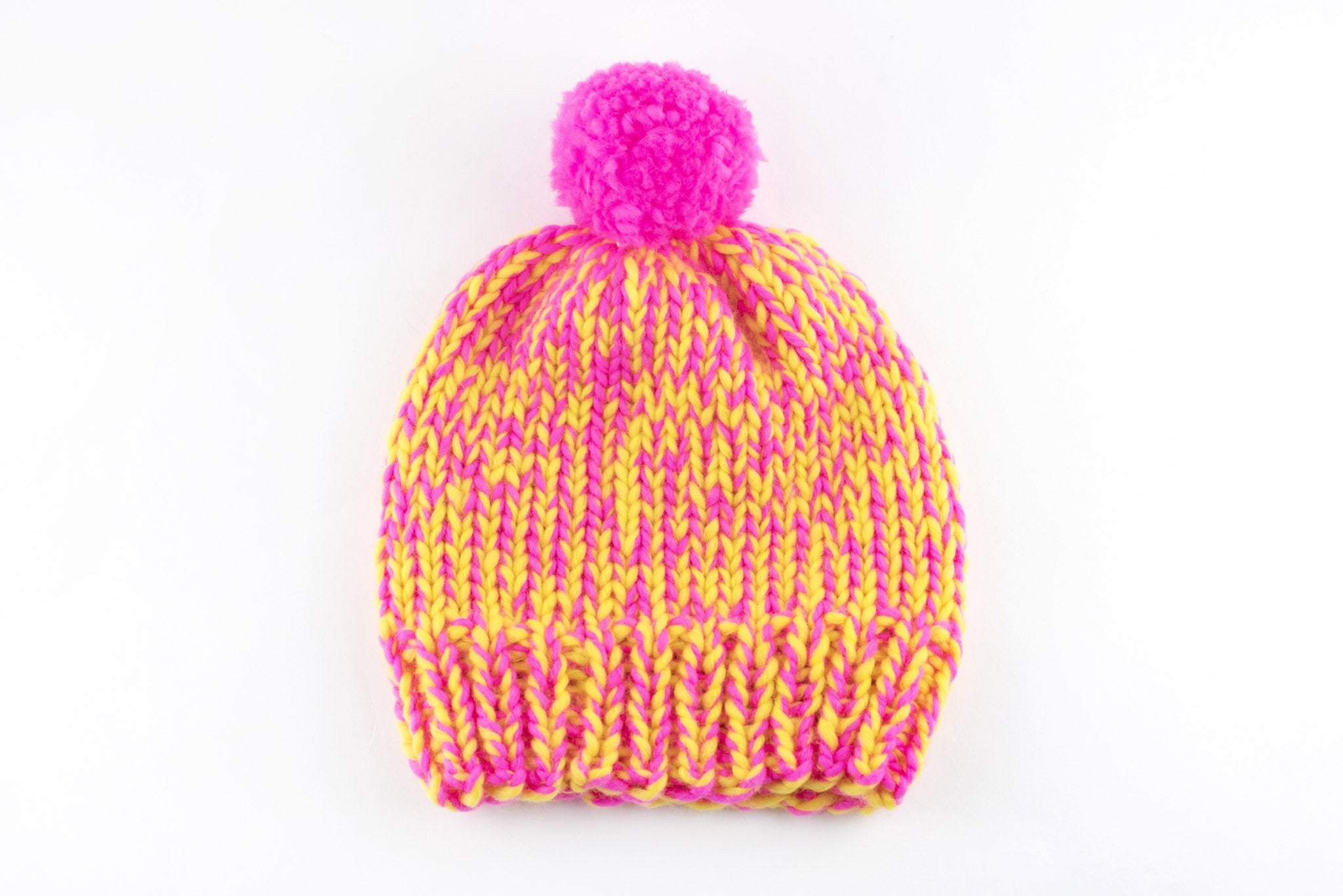 Mixed Pompom Hat- PATTERN - Dream (Merino Worsted)
