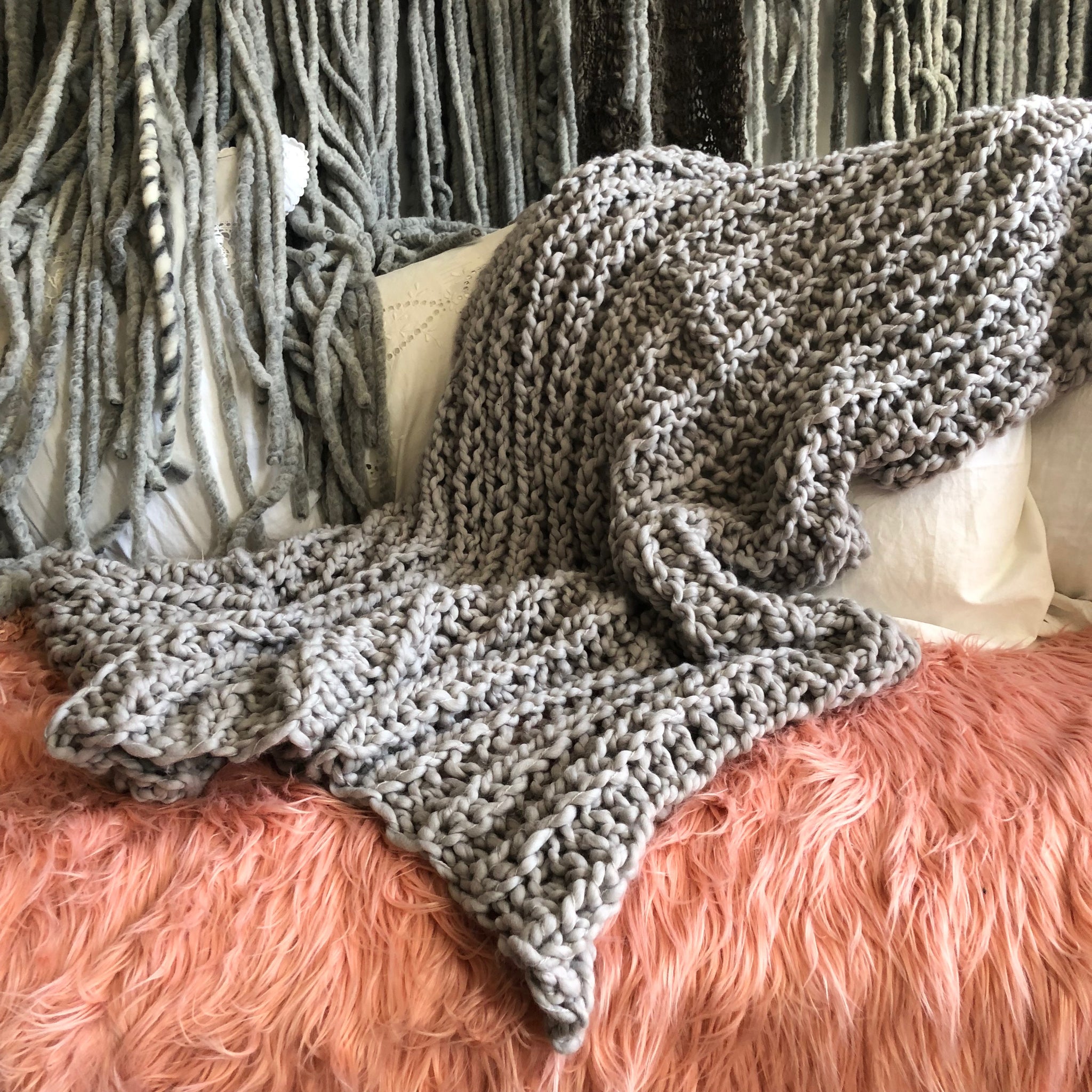 DIY Kit Fisherman Rib Blanket Merino No. 5 Loopy Mango