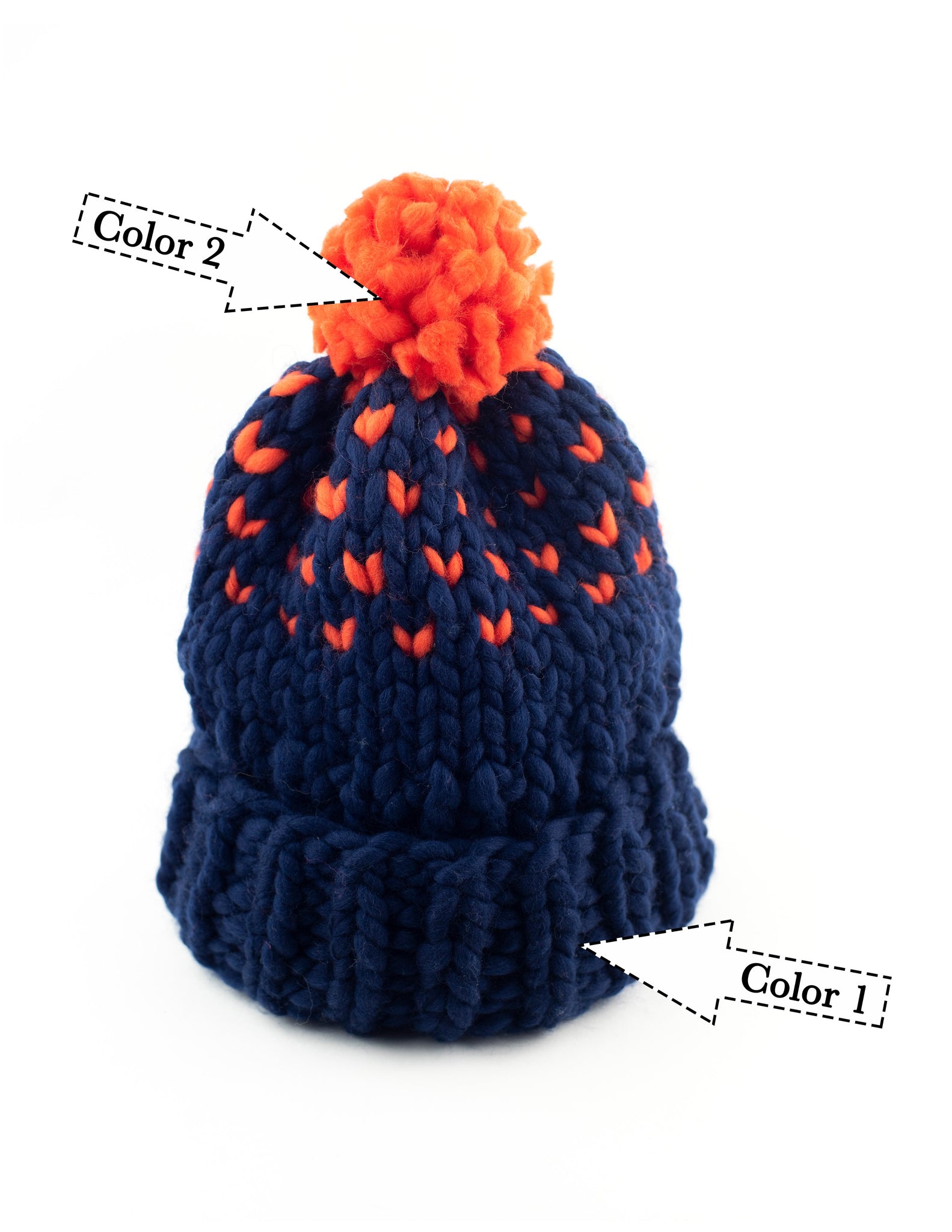 Edelweiss Pompom Hat with 2 colors - Merino